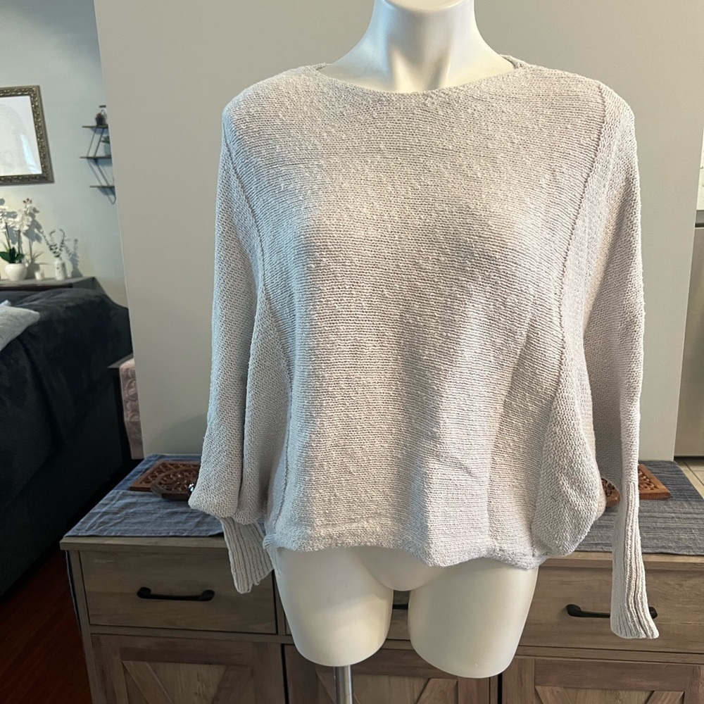 Wearing your heart on your sleeve light grey 3/4 sleeve sweater